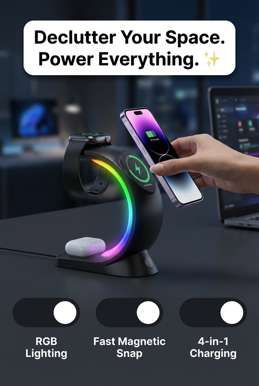 4 In 1 Magnetic Wireless Charger with Fast Charging
