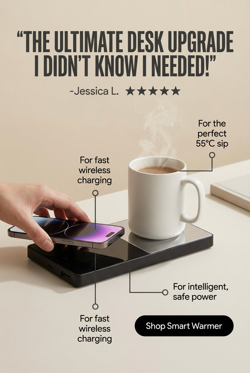 2 In 1 Heating Mug Cup Warmer Electric Wireless Charger